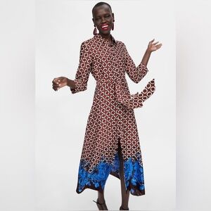 SOLD-NWT Zara Geometric Floral Midi Dress